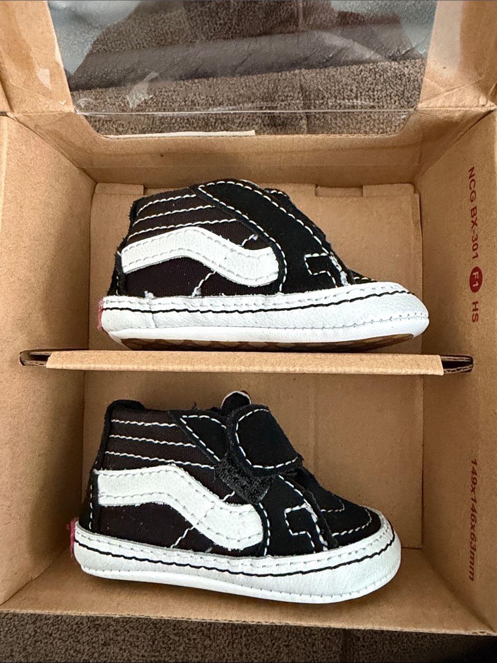 Vans Black and White Kids High-Top Sneakers with Velcro